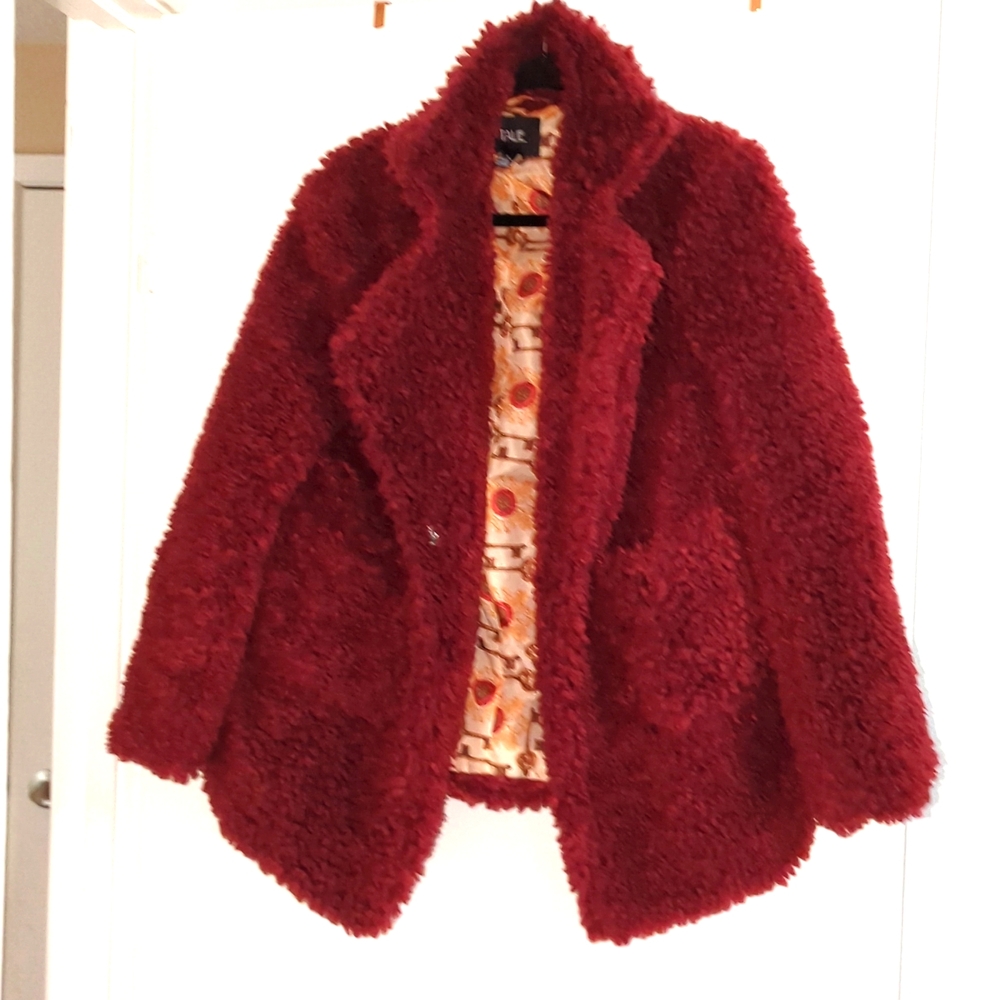 Maroon Fluffy warm jacket. Winter coat